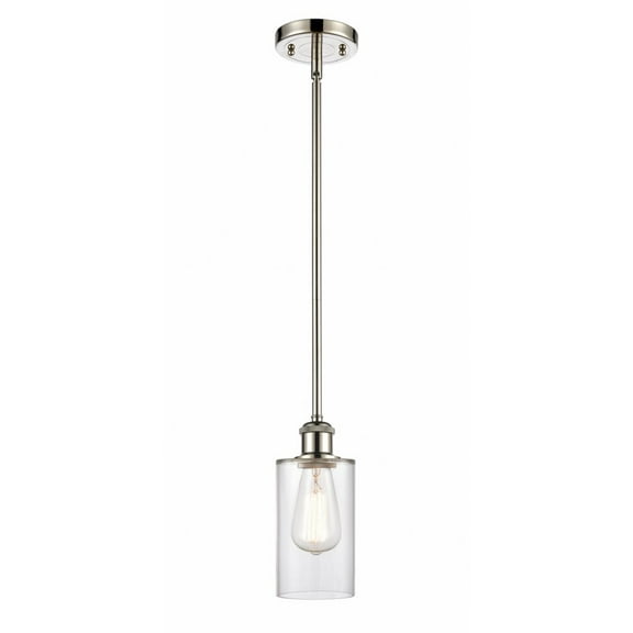 516-1S-PN-G802 Innovations Lighting Clymer - 1 Light Mini Pendant In Art Deco Style-10 Inches Tall and 3.88 Inches Wide-Polished Nickel Finish-Clear