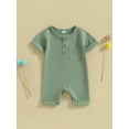 thumbnail image 2 of Bagilaanoe Newborn Baby Girl Boys Summer Jumpsuit Short Sleeve Bodysuit 3M 6M 12M 18M Infant Casual One Piece Romper, 2 of 9