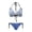 Blue and White Porcelain Style Floral Print, variant on Women's Halter Neck Two Piece Bikini Set - Vintage Floral & Retro Wave Print - Sexy Tie Side Swimsuit for Beach Vacation & Pool Party