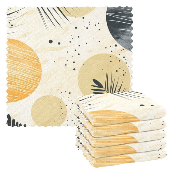 6 Packs Dots Circles Leaf Kitchen Dish Towels Soft Absorbent Dish Cloths 11"x11"