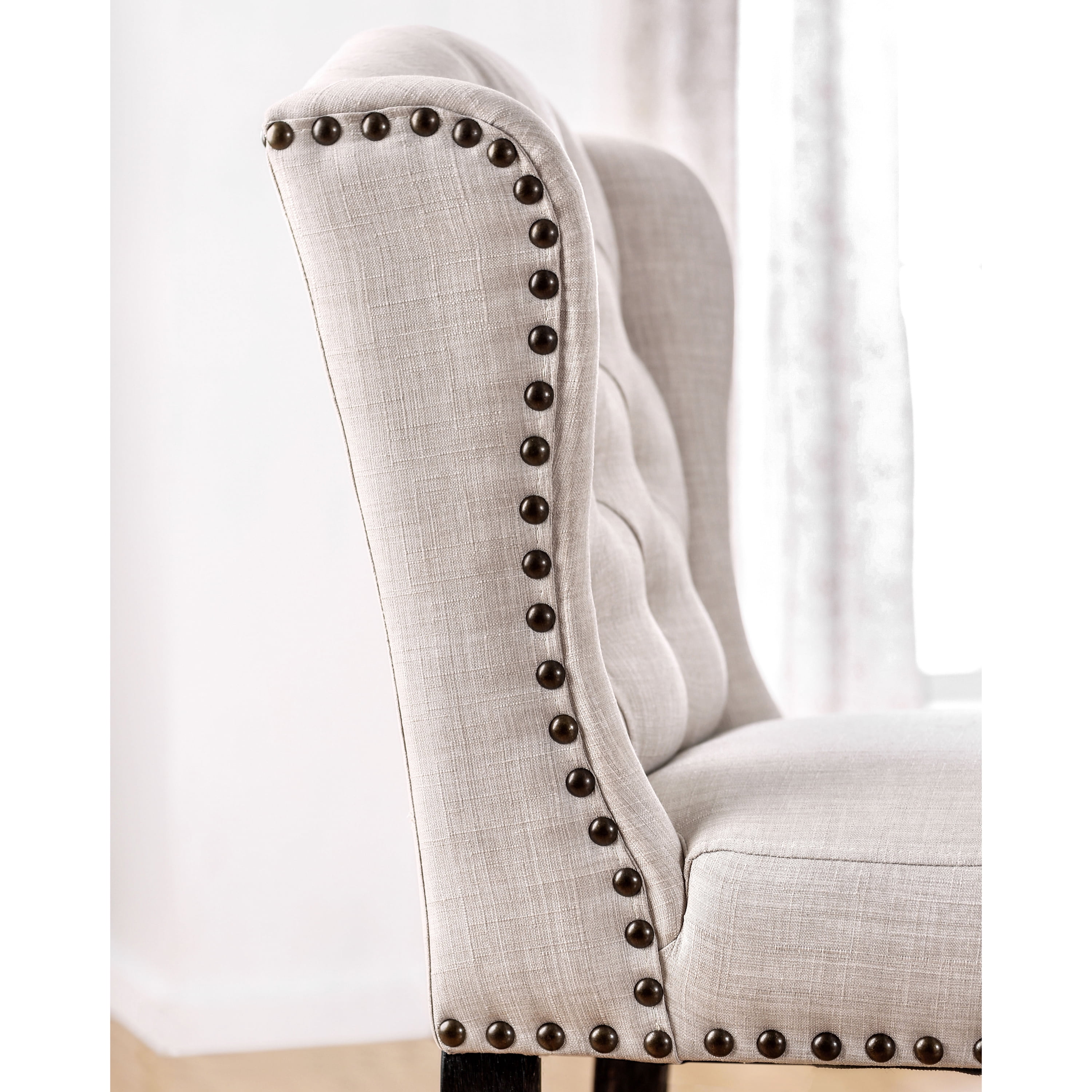Furniture of America Freiden Upholstered Bar Chairs - Set of 2, Beige