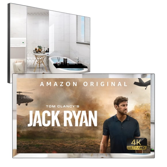 Soulaca 28 Pouces 4K UHD Écran Miroir webOS Miroir de Salle de Bain Téléviseur DEL Intelligent Étanche IP65 ATSC Wi-Fi Bluetooth Neuf