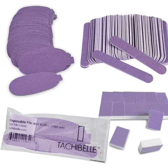 Tachibelle Set of 3 Premium Disposable Mini File + Buffer + Pad Purple Combo 24 sets NOT PRE-PACKED