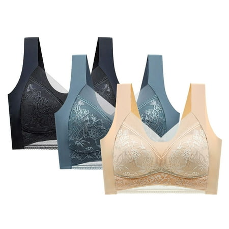 Ramiter Lingerie for Women String Quick Dry Underwear Bras Size Fitness Running Large Shockproof Woman L Blue