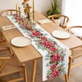 thumbnail image 3 of Christmas Poinsettia Table Runner 60 Inches Long Farmhouse Dress Scarves, Xmas Cardinal Pine Cone Branches Dining Tablerunner for Coffee Table/Kitchen Island/Party Décor, 13" x 60", 3 of 8