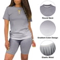 thumbnail image 6 of Summer 2pcs Outfits for Women Short Sleeve T-Shirts Bodycon Pants Shorts Set Gradient Color Tracksuit Sportwear, 6 of 9