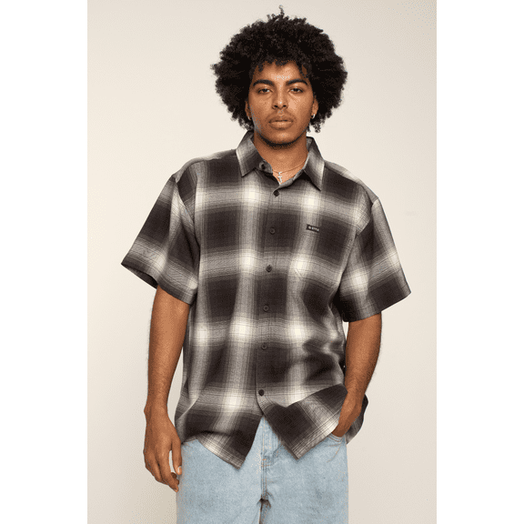G-Style USA Western Casual Plaid Long Sleeve Button Up Shirt SS30 - BLACK - 4X-Large