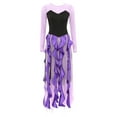 thumbnail image 4 of iiniim Women Halloween Mermaid Sea Witch Cosplay Masquerade Costume Long Sleeve Ruffle Maxi Dress Purple M, 4 of 7