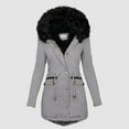 thumbnail image 2 of Trim Parka Coat Women Clothing Zip-Up Thermal Overcoat Pocket Drawstring Hood Soft Lining Winter, 2 of 5