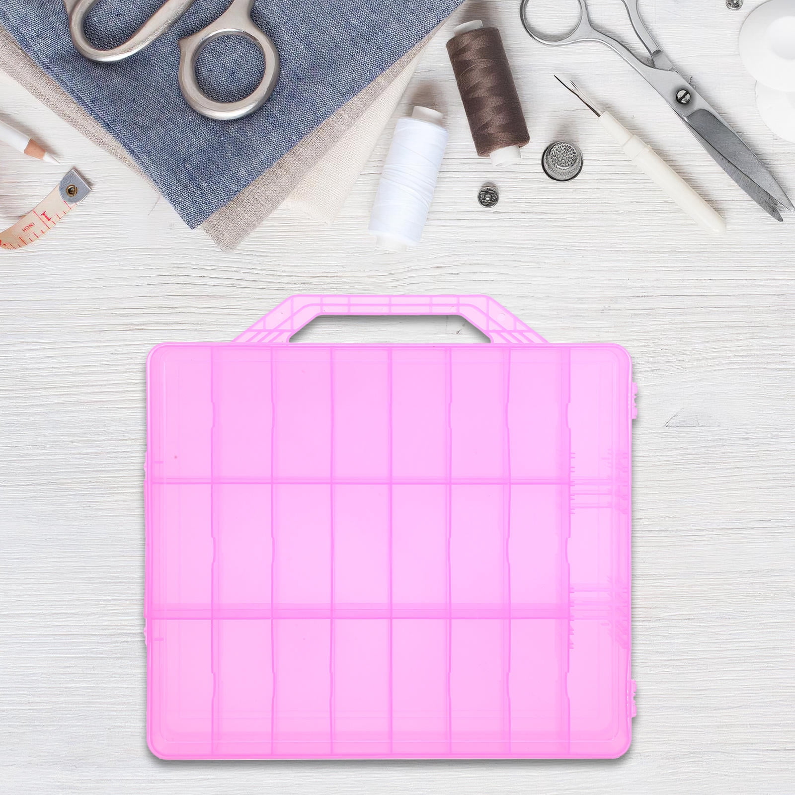 RENACLIPY Double Layer Plastic Storage Box with Handle for Sewing and Embroidery Supplies