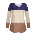 thumbnail image 5 of Busydd Womens Tops Fall Fashion Colorblock Patchwork Tee Tops Casual V Neck Long Sleeve Shirts for Women Pleated Loose Going Out Tops Comfy Versatile Button Up Blouses, 5 of 5