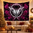 thumbnail image 3 of Gothic Moth with Roses in Thorny Wreath, Romantic Gothic for Dark Art Lovers, Decorative Wall Art, Halloween Gift Tapestry Wall Hanging for Bedroom and Living Room, 3 of 7