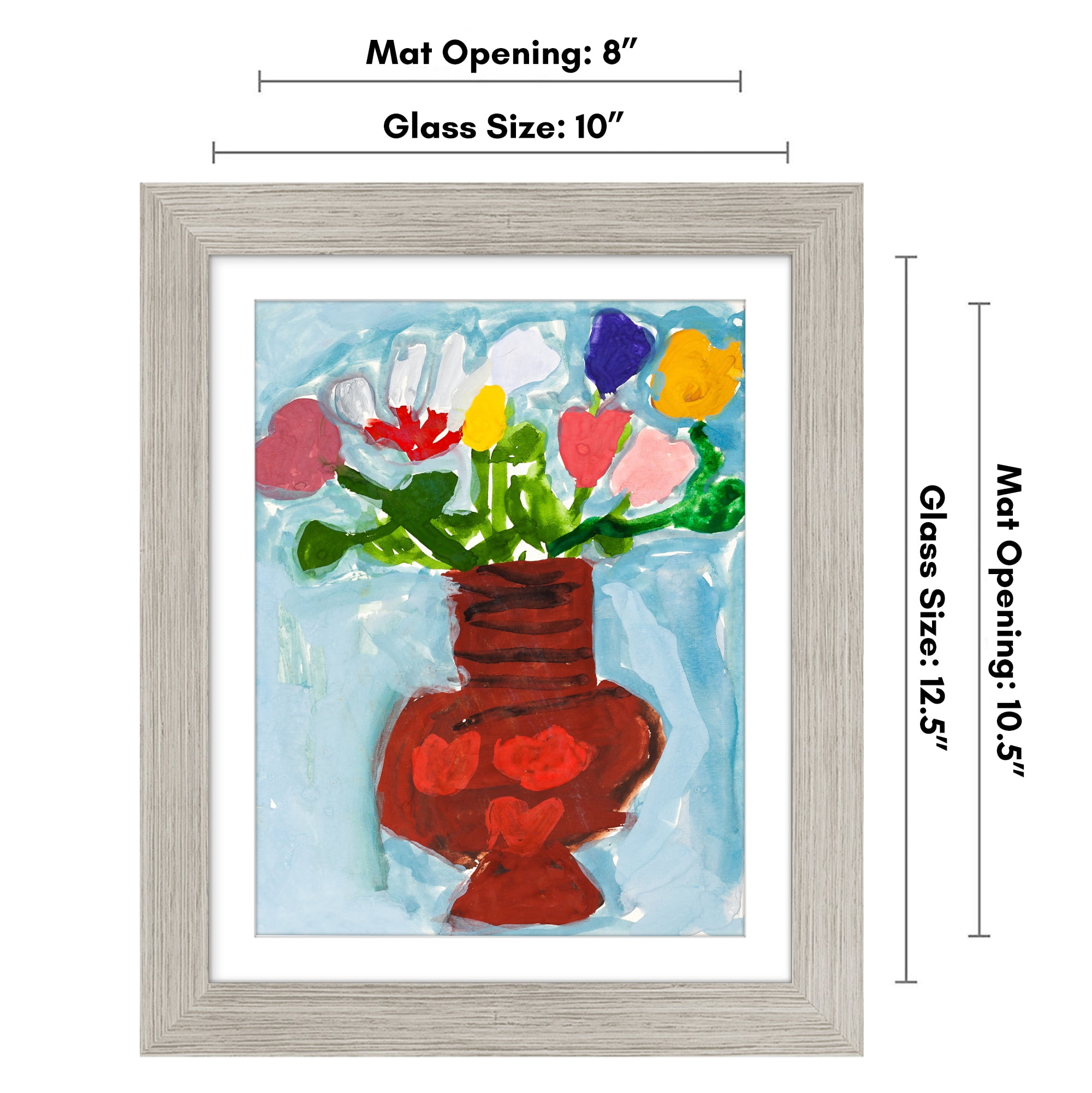 Americanflat 10x12.5 Kids Art Frame with 8.5x11 Mat Holds 100 Art Pieces Magnetic Letter Size Display - Driftwood