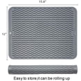 thumbnail image 6 of Silicone Dish Drying Mat for Kitchen Counter, Eco-Friendly Quick Dry Dish Mat, Easy Clean Multi Usage Drying Matt, Heat Resistant Trivet, 12" x 16" Large, Dark Gray, 6 of 7