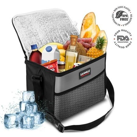 9.5L Picnic Cooler Bag, 28.5x17x21cm Oxford Fabric Thermal Cooler Waterproof Insulated Portable Travel Lunch Ice Food Bag Family Camping Travel Food Delivery and