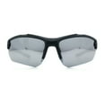 thumbnail image 4 of Polarized Mens Color Mirror Baseball Half Rim Wrap Sport Plastic Sunglasses Black Grey - Silver Mirror, 4 of 8