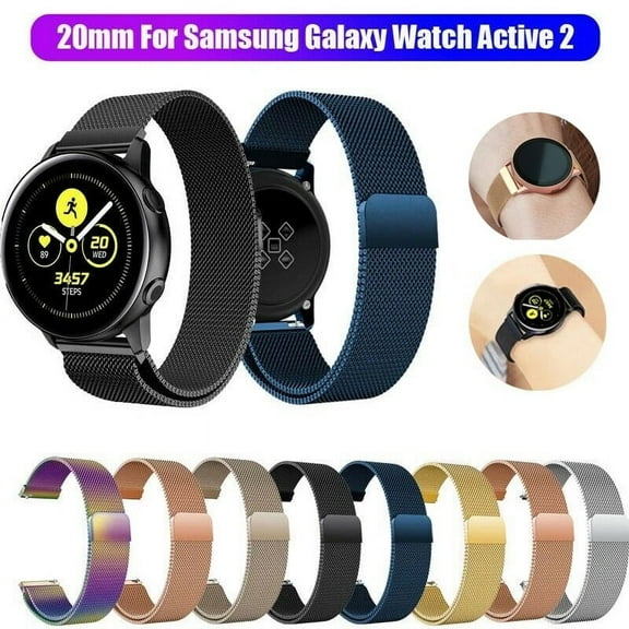 Homaful Compatible with Samsung Galaxy Watch 3 41mm/Active 2 40mm 44mm/Active/ Galaxy Watch 42mm Bands,20mm Stainless Steel Mesh Loop Replacement Wristband Strap Bracelet for Women Men