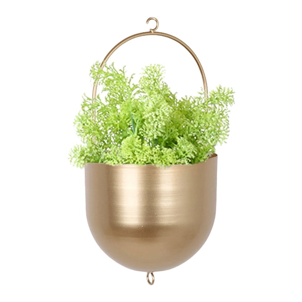 Nórdico Creativo Hierro Forjado Cesta Maceta Rábano Verde Suculento Balcón Interior Maceta (oro S)