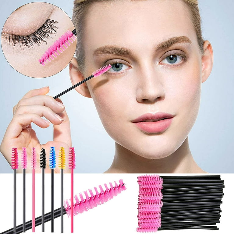 Disposable Silicone Eyelash Mascara Brush Comb Light Pink 50/Pack