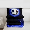 thumbnail image 5 of Erosebridal Soccer Ball Games Kids Twin Comforter Sets,Black Blue Bedding Set For Football Lovers,Reversible Black 2 Pieces, 5 of 7