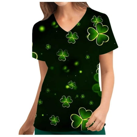 

Leprechaun Hat Scrub Tops St Patrick s Day Birthday Gift Card St Patricks Day Garden Flag Shirt Ladies Tops And Blouses St Patricks Day Outfits for Women