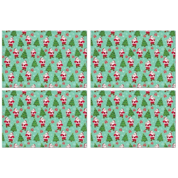 Christmas Table Mats 12x17 Inch Set of 4, Waterproof Plastic Placemats - Winter Snowflake & Deer Scene for Kitchen Dining Party Celebration