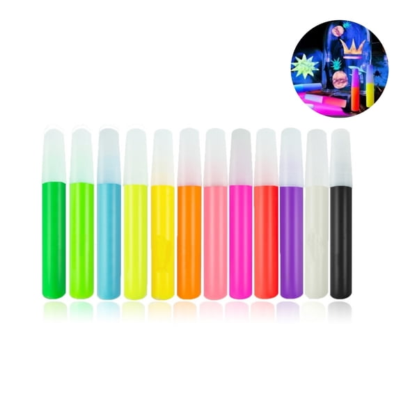 12Pcs Glow in The Dark Paint Pens,10mL Self-Luminous Acrylic Marker Pens for Stained Glass,Windows,Rocks & Fabric,12 Colors Neon Paint Set for DIY Crafts,Home Decor,T-Shirts​