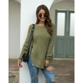 thumbnail image 2 of Women's Casual Loose Crochet Sweaters Round Neck Long Sleeve Solid Color Knit Tops Drop Shoulder Pullover Jumper Fall 2025, 2 of 3