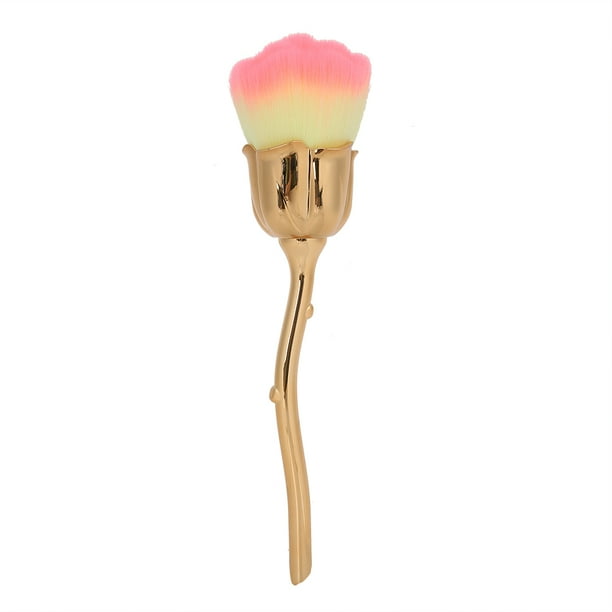 Brocha profesional para quitar el polvo de uñas con forma de rosa, brocha portátil para rubor y polvos sueltos.