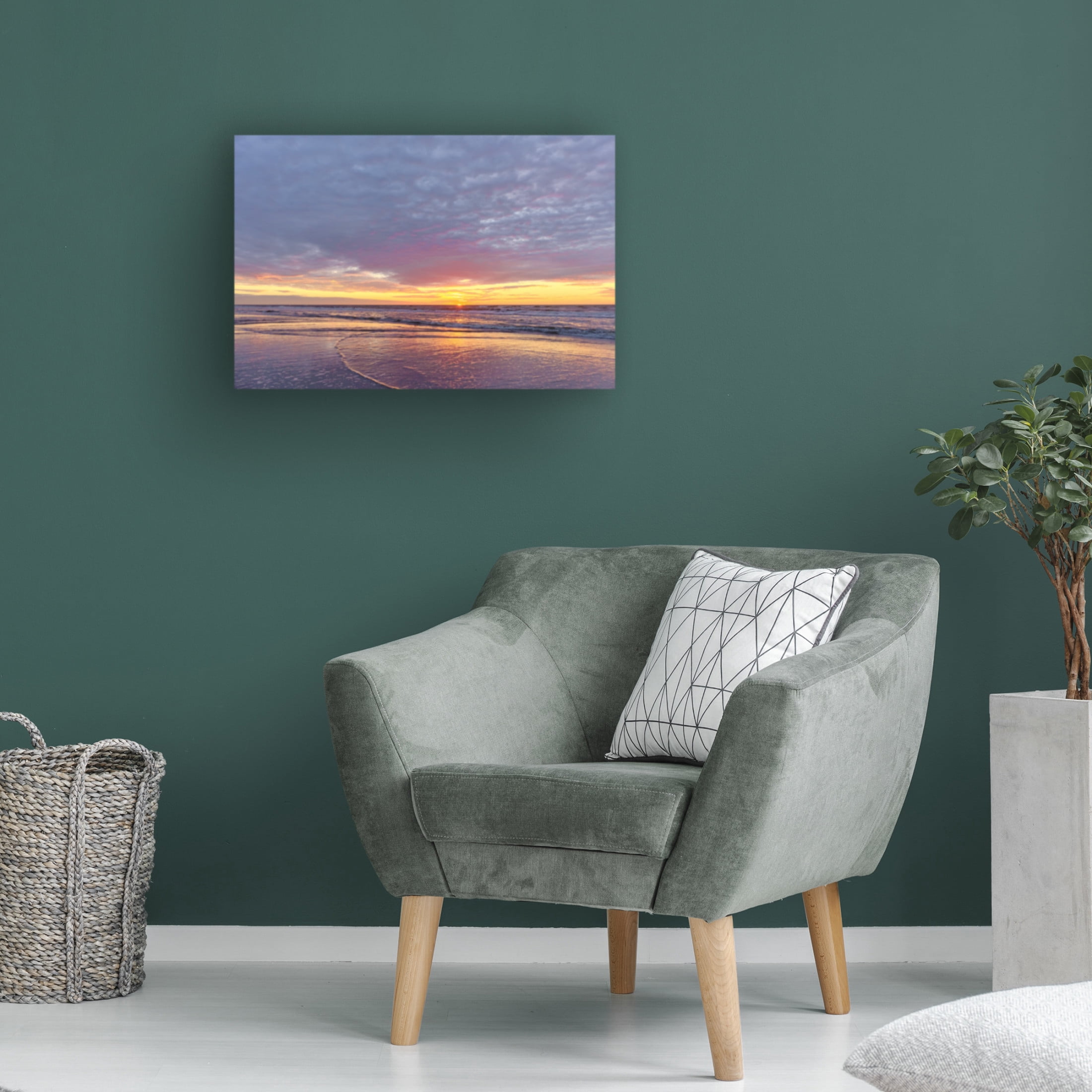 Canvas Wall Art - Cora Niele 'Sunset Reflections in Sea' Wall Art for Living Room, Bedroom, or Office Décor by Trademark Fine Art - 32 x 22 Inches