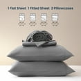 thumbnail image 3 of Sleep Zone Nanotex Super Soft Cooling King Bed Sheets Set 4 Piece - Easy Care Fitted Flat Sheet & Pillowcase Sets - Wrinkle Free, Fade Resistant, Deep Pocket 16" (Gull Gray, Cal King), 3 of 6