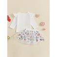 thumbnail image 6 of 2-Piece Little Girls Skirt Clothing Set 12 18 24 Months 2T 3t 4T 5T Long Sleeve Letter Embroidered Sweatshirt Butterfly/Heart Puffy Gauze Skirt Outfits, 6 of 9