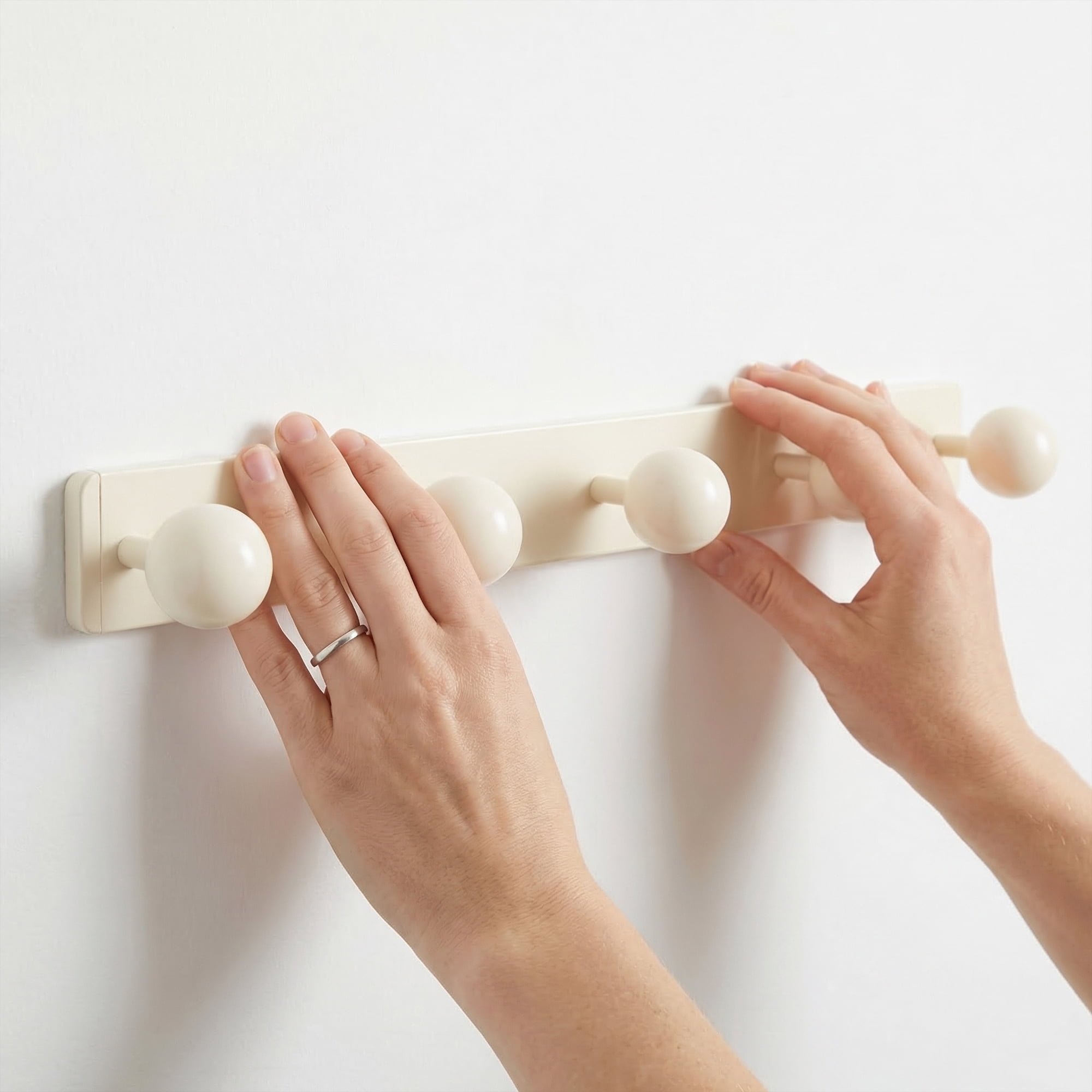 Unique Bargains Coat Rack Wall Mount Aluminum Wood Hook for Entryway White 15.7"x1.6"