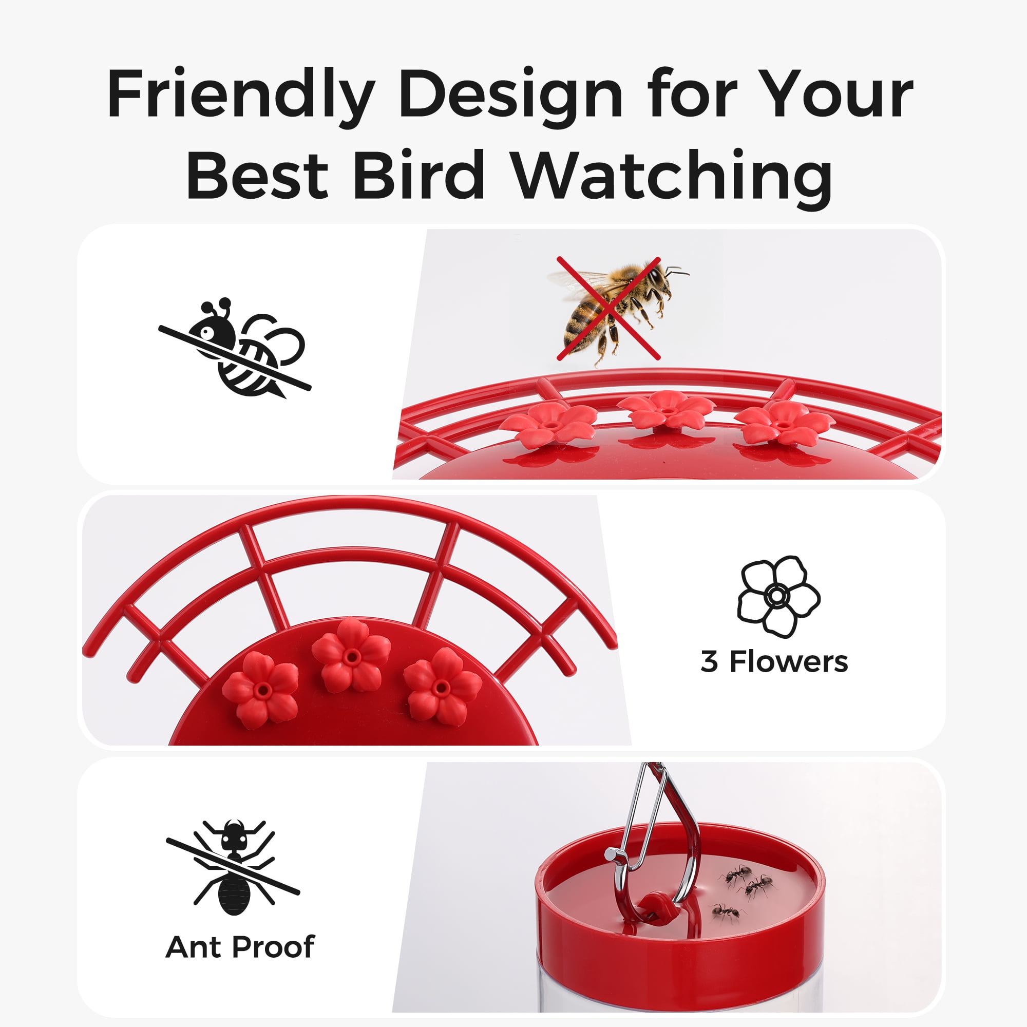 TT Nature Smart Hummingbird Feeder with Camera, Solar Powered, AI Bird Identification, Cloud Storage, Instant App Alerts, CCPA Compliant, Outdoor Hanging Feeder, 20 oz
