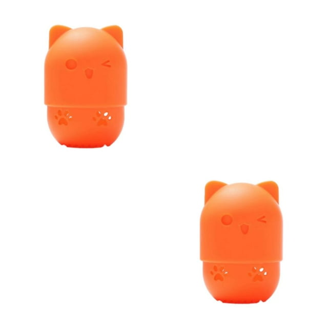 Wweixi Hygienic And Durable Washable And Reusable Storage Box For Cat Makeup Sponges orange 2Set