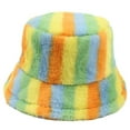 thumbnail image 4 of Bucket Hat Plush Adjustable Colorful Furry Fisherman Cap Bucket Cap for Women, 4 of 10