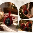 thumbnail image 5 of Ratfeit Plaid Christmas Ball Ornaments, Tartan Fabric Wrapped Hanging Baubles With Velvet Ribbon Bow for Holiday Tree, Wreath, Winter Party Decor, Green, 5 of 7