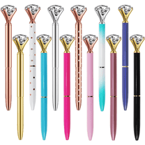 12pcs Diamond Pens, Fancy Crystal Diamond Bling Metal Ballpoint Pens, Black Ink