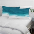 thumbnail image 3 of Ombre Teal Waves Pillow Covers, Linen Long Throw Pillow Case, Abstract Art Gradient Modern Holiday Pillow Protector Decorative Cushion Cover for Living Room/Bedroom 20" x 26", 3 of 8