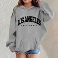 thumbnail image 2 of SGMVNU Girl's Letter Graphic Hoodie Boys Long Sleeve Hooded Sweatshirt Cute Pullovers Tops Fall Winter Clothes for Kids Grey Size 4-5 Years, 2 of 5