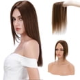 thumbnail image 1 of MY-LADY 100% Remy Human Hair Silk Base Top Hairpiece for Women Clip in Topper Hand-made Top Toppee Hair Piece for Thinning Hair Loss Hair Grey Hair 10inch #04 Medium Brown, 1 of 8