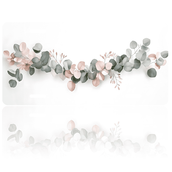 1 Pcs 2D Flat License Plate Covers & Frames, Floral Garland For Decorative Front, Waterproof For Decoration Aluminum License Plate Covers & Frames Cover For Men Women, 12" X 6"