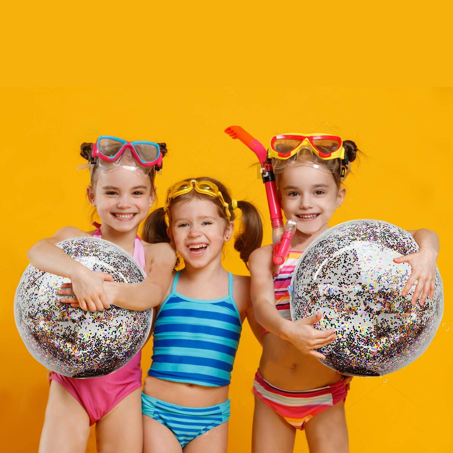 4 Pieces Inflatable Glitter Beach Ball 16 Inch Swimming Pool Balls Confetti Glitter Beach Ball Water Beach Toys for Adult Teens Summer Party Birthday Pool Party Favors 