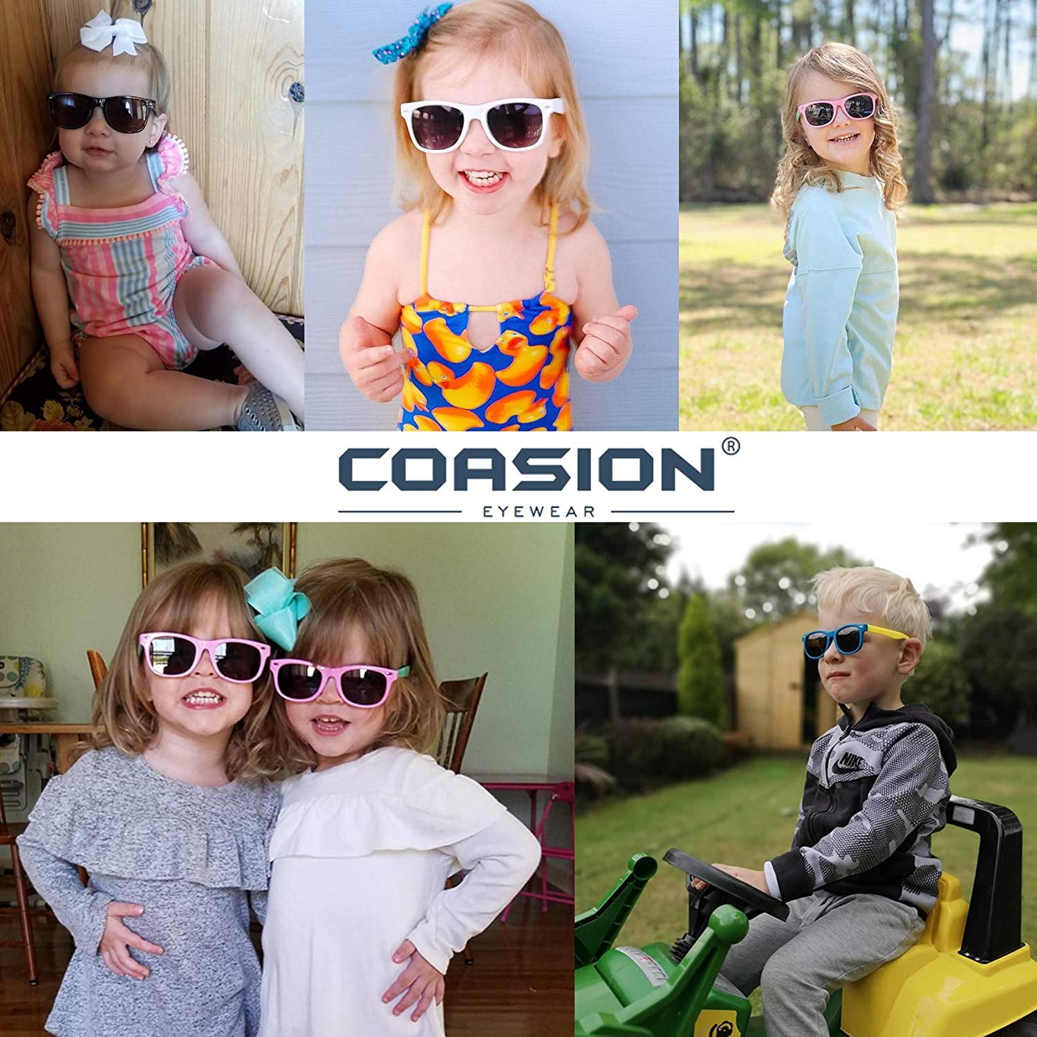 COASION Kids Polarized Sunglasses TPEE Rubber Flexible Shades for Girls Boys Age 3-9 
