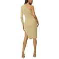 thumbnail image 3 of INSPIRE CHIC Women's One Shoulder Sloping Sleeveless Long Sleeve Midi Party Cocktail Dress L Khaki, 3 of 6