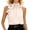 Beige, variant on Womens Halter Neck Petal Collar Top Off Shoulder Sleeveless T Shirt Slim Fit Solid Color Summer Lightweight Tees