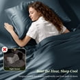 thumbnail image 4 of SONORO KATE 6 Pieces Bamboo Bed Sheets Set, Luxury Rayon Derived - Deep Pockets - Wrinkle Free - Extremely Soft, Queen, Navy Blue, 4 of 9