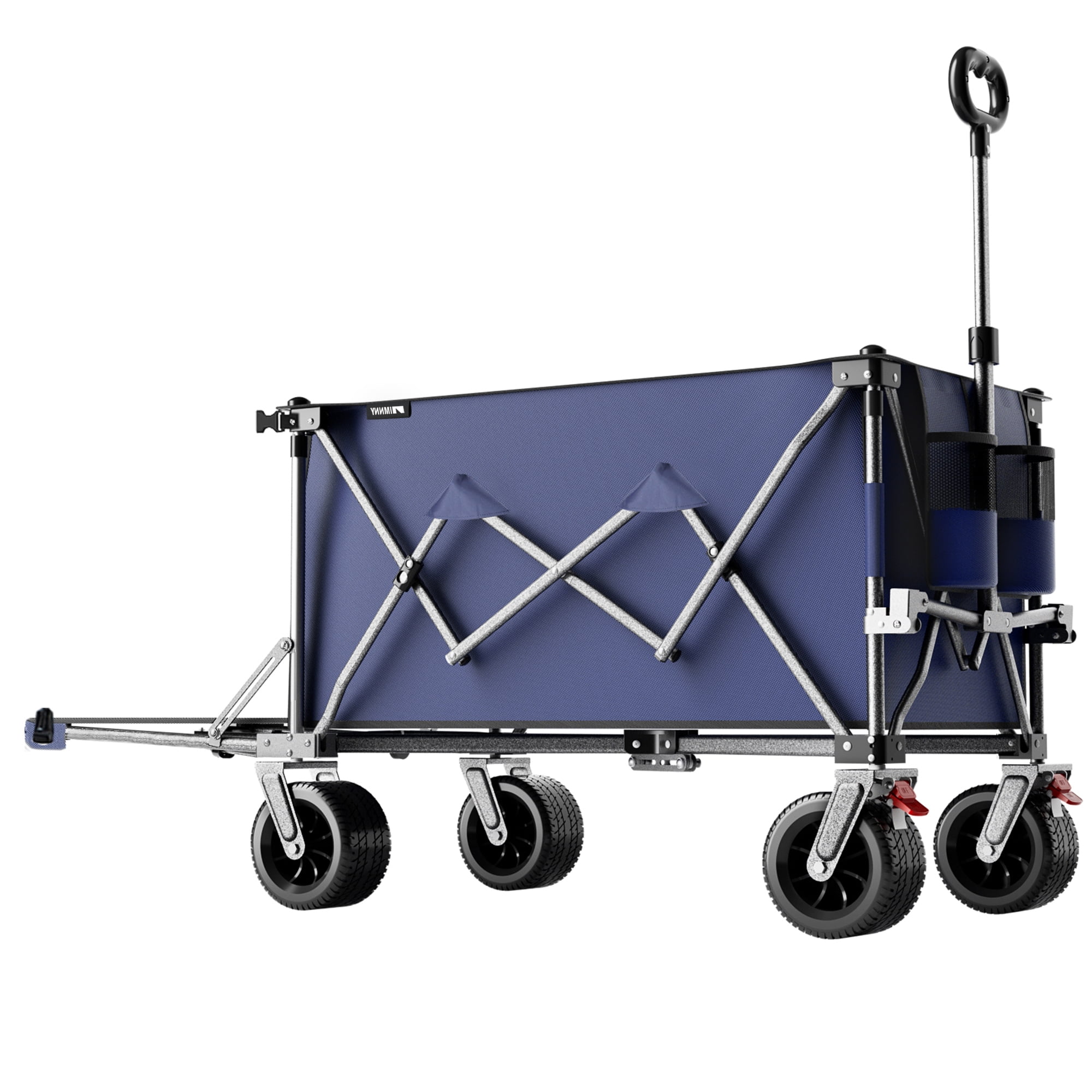Folding Wagon with Removable Fabric 500 lbs Capacity 300L Storage 58 Long Frame All-Terrain Wheels