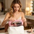 thumbnail image 2 of zhonghuaying 1 Pack Transparent Window Cosmetic Pouch Zippered Beauty Storage Bag Portable Travel Makeup Organizer with Multiple Solid Color Selections Pink, 2 of 5