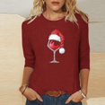 thumbnail image 2 of Ltctricy Women's Tunic Tops 3/4 Length Sleeve Crew Neck Christmas Printed Fall Shirts Casual Tee Blouses Fashion Clothing(Wine-bb1,Small), 2 of 5